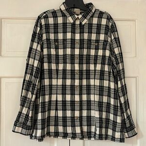 Duluth Trading Company Buffalo Check Black White Plaid Flannel Button Size XXL‎